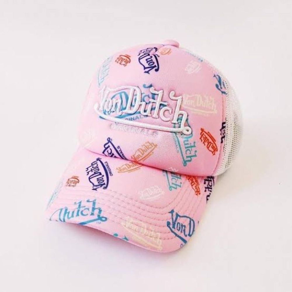 Von Dutch Multicolor Logo Vintage Pink Cap